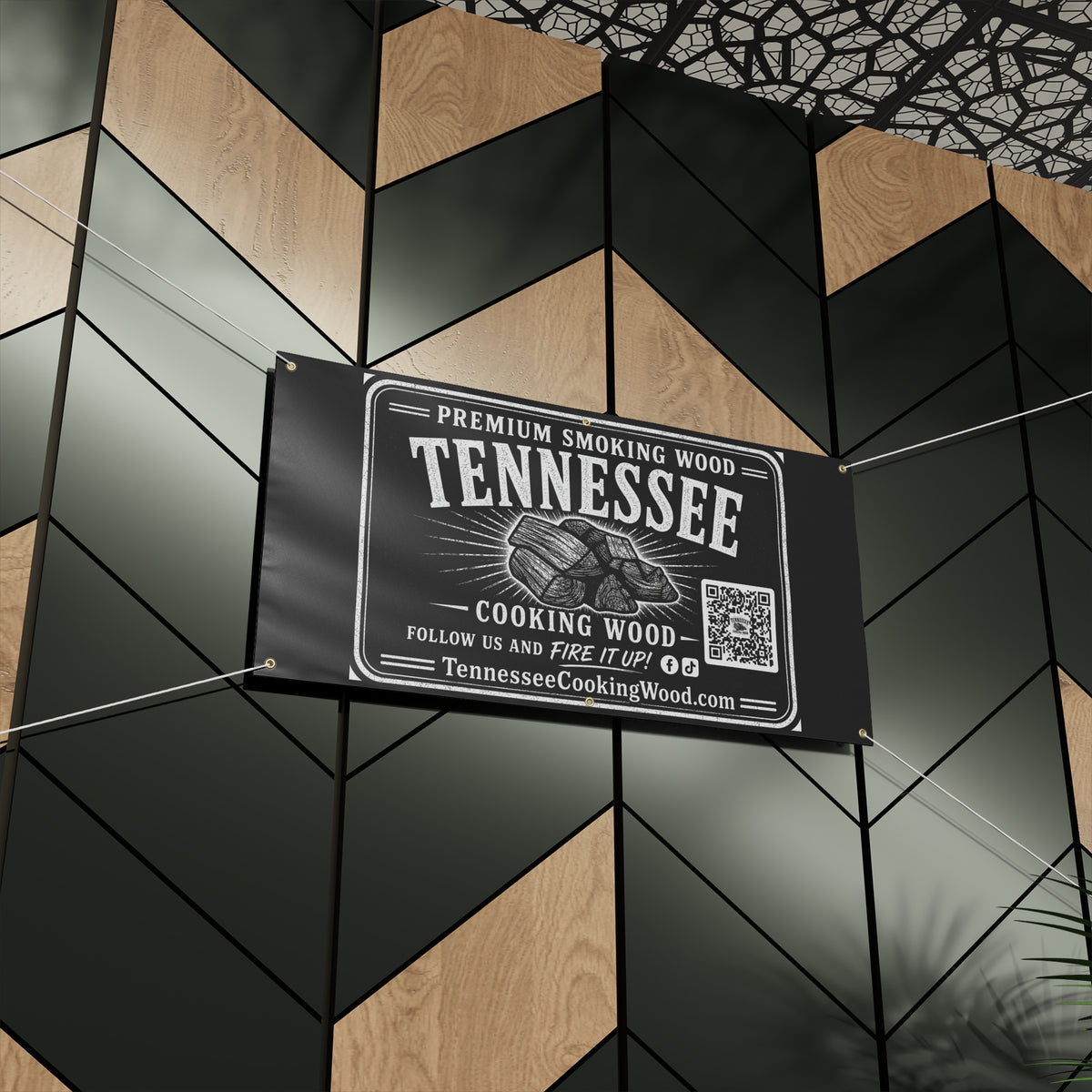Tennessee Cooking Wood Banner — Premium Smoking Wood BBQ Sign