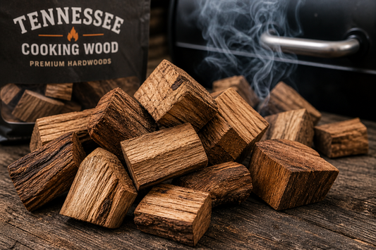 Close-up of clean hardwood smoking wood chunks showing quality texture