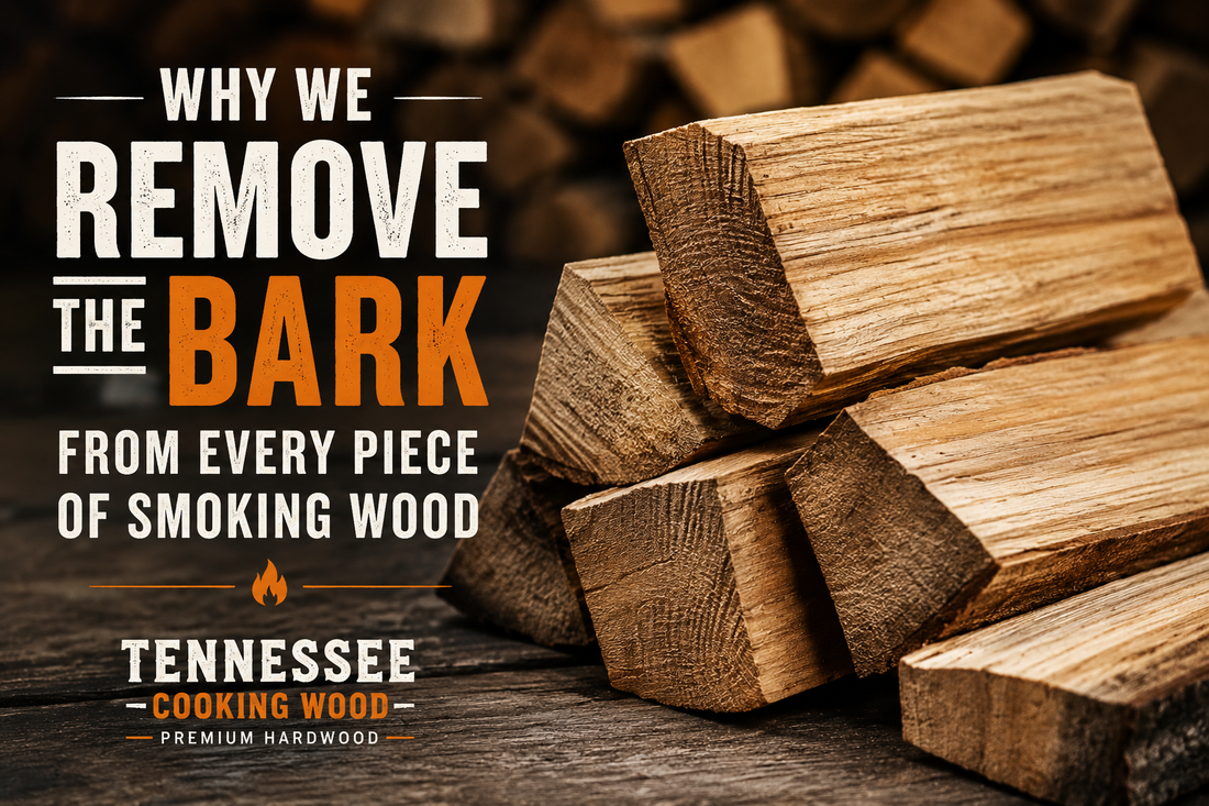 Bark-free hardwood smoking wood splits and chunks for barbecue and smoking from Tennessee Cooking Wood.