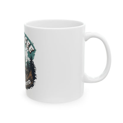 Bigfoot Grilling Coffee Mug — Sasquatch Grilling Retro Forest 11oz