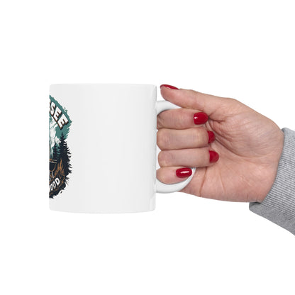 Bigfoot Grilling Coffee Mug — Sasquatch Grilling Retro Forest 11oz