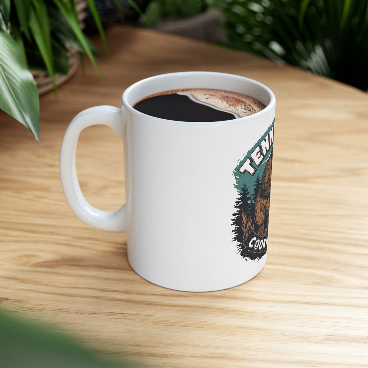 Bigfoot Grilling Coffee Mug — Sasquatch Grilling Retro Forest 11oz
