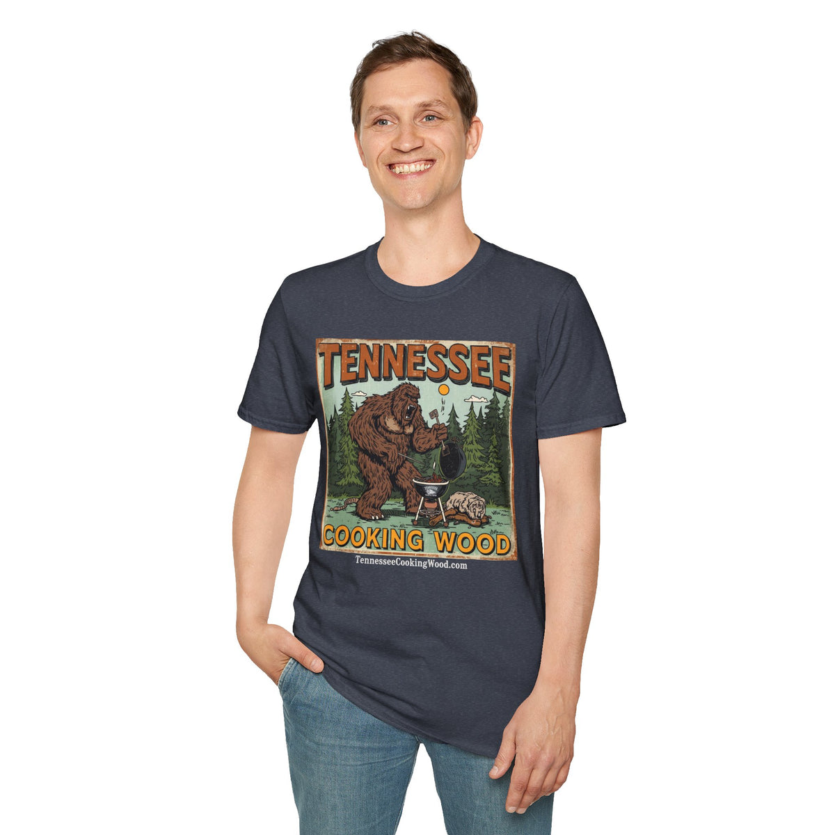 Bigfoot Believes in Real Tennessee Wood BBQ T-Shirt — Funny Grilling Shirt
