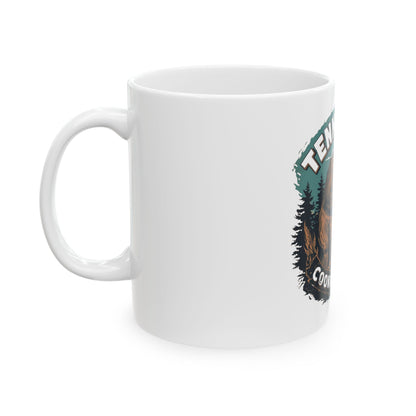 Bigfoot Grilling Coffee Mug — Sasquatch Grilling Retro Forest 11oz