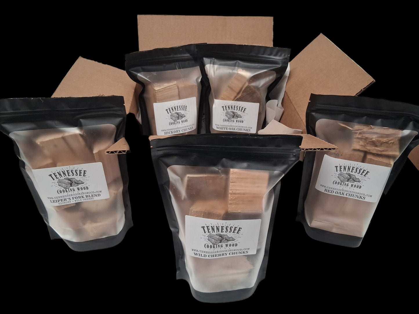 Smoking Wood Chunk Sampler Box – 4 Flavor Pack for Smoking & Grilling | Tennessee Cooking Wood