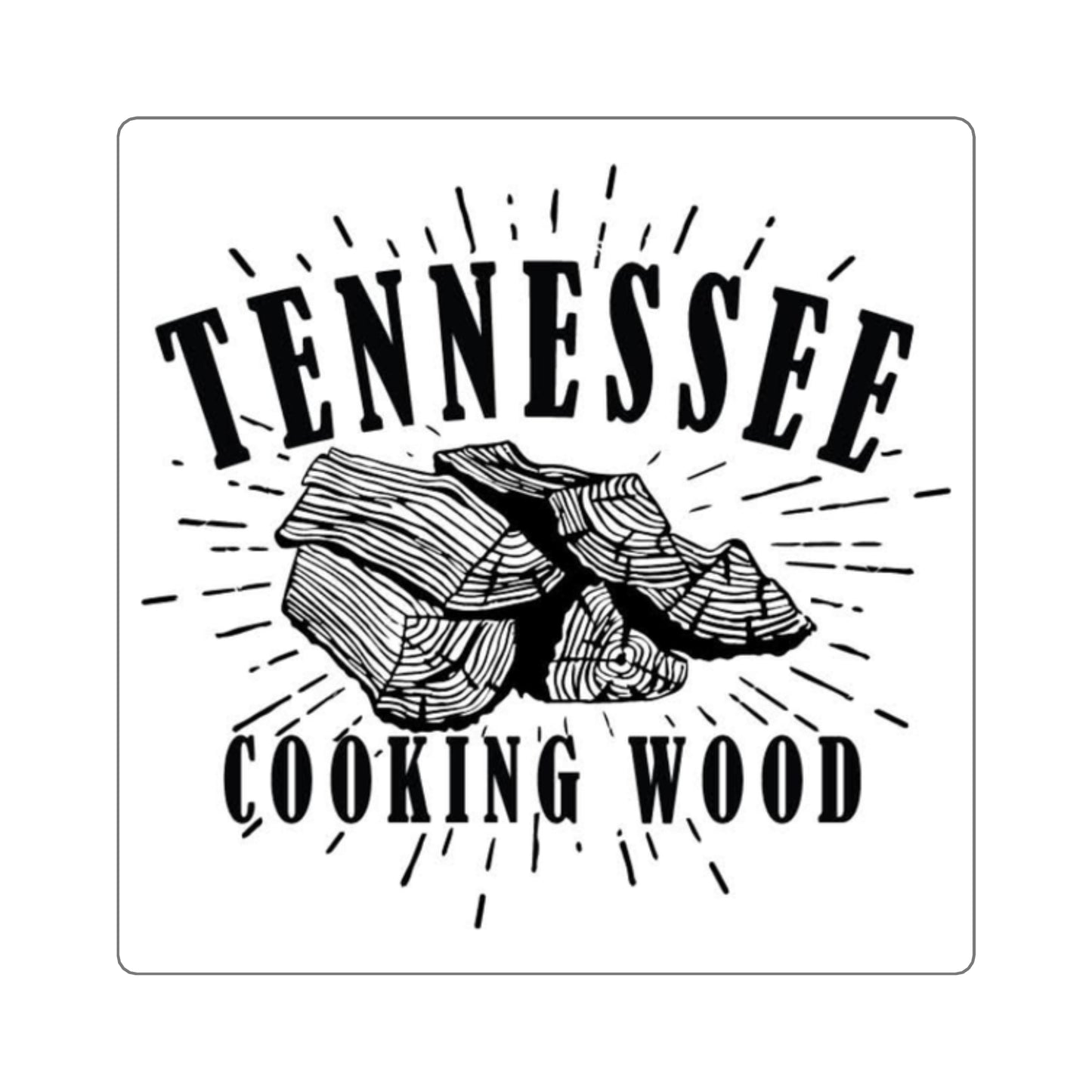 Logo for Tennessee Cooking Wood with logs and text on a white background