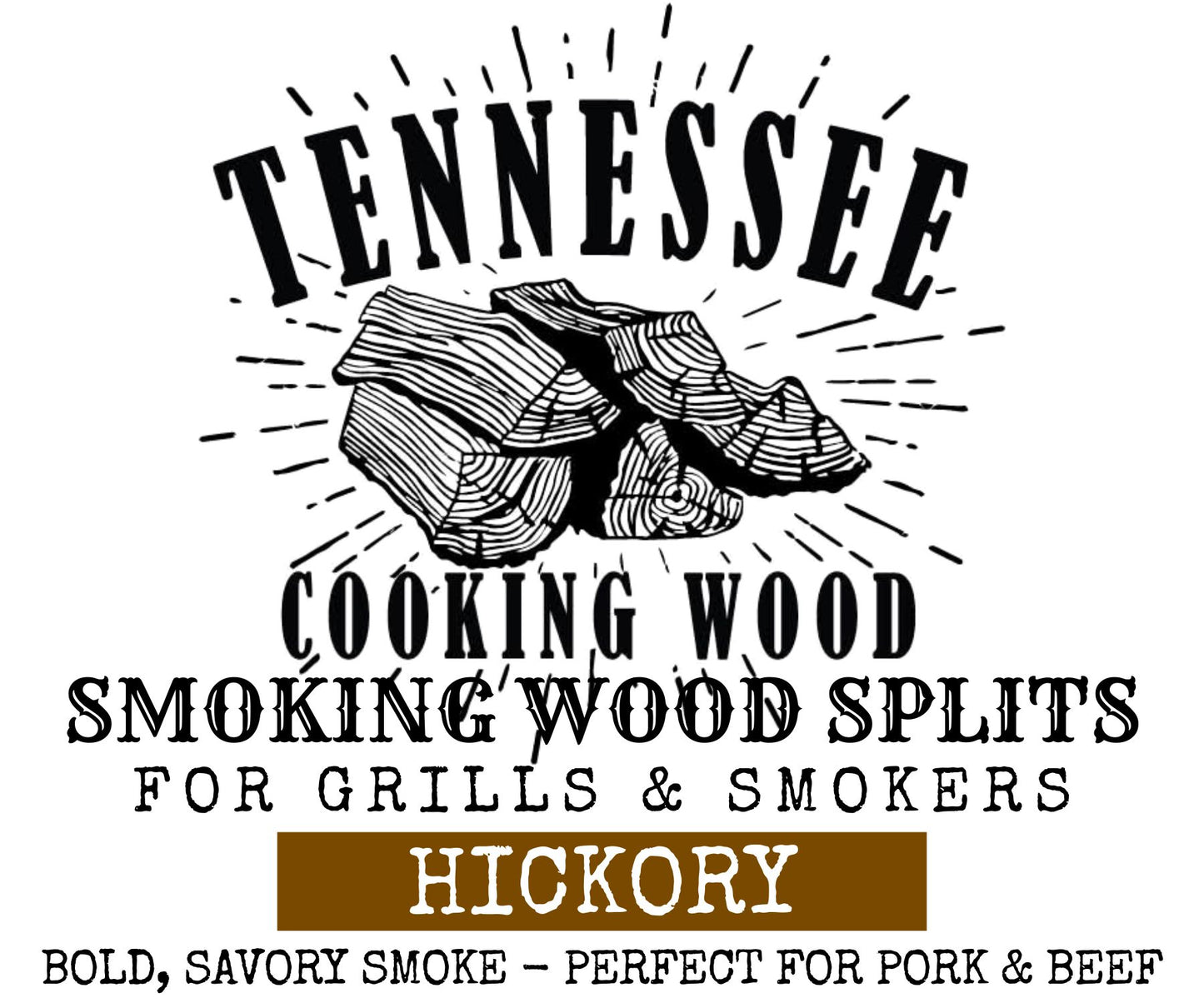 Hickory BBQ Wood Splits | 10" x 2" Precision Cut | Tennessee Cooking Wood