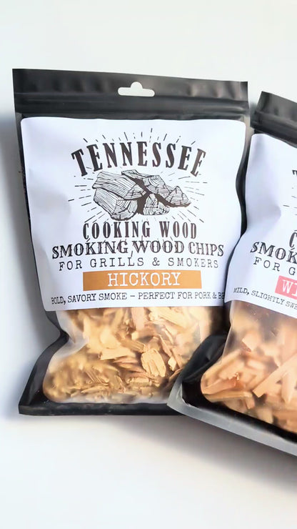 Premium Smoking Wood Chips Variety Pack – Cherry, Hickory, Oak, Maple | Clean Burning BBQ Flavor