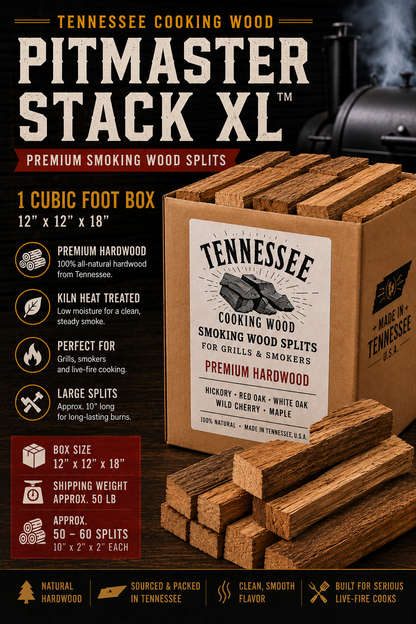 Pitmaster Stack XL™ Premium Smoking Wood Splits – 1 Cubic Foot Box