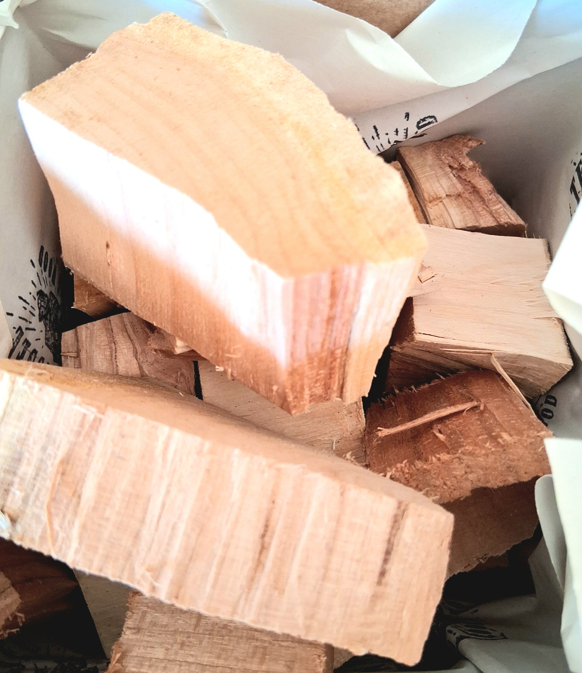 Stack of wooden blocks in a box