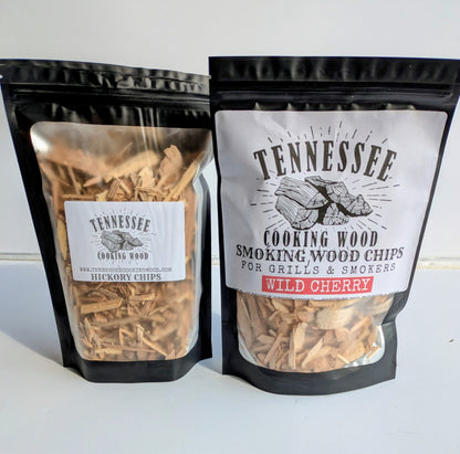 Premium Smoking Wood Chips Variety Pack – Cherry, Hickory, Oak, Maple | Clean Burning BBQ Flavor